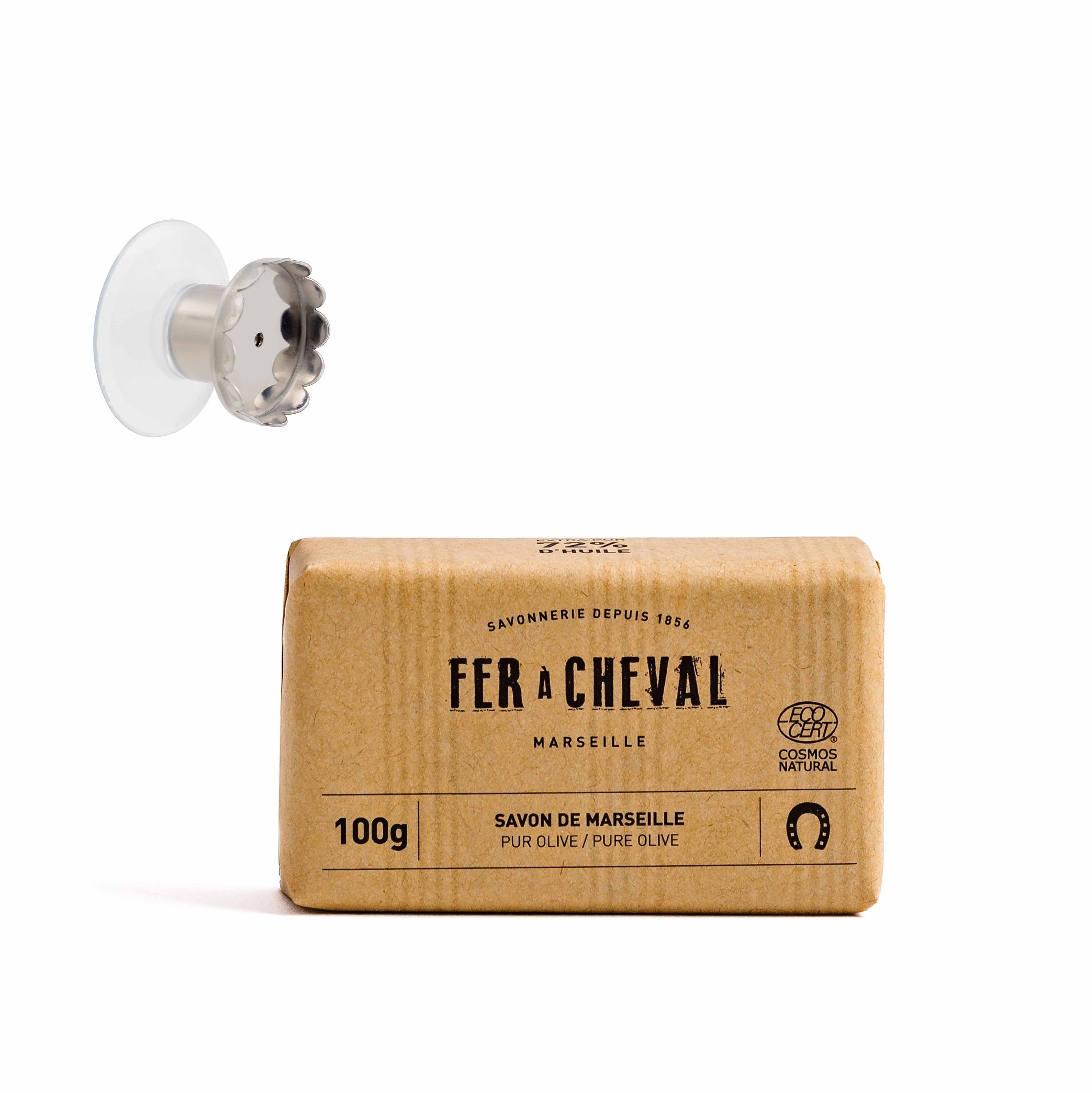 Marseille Soap Kit – Pure Olive Soap Bar 3.5 oz & Magnetic Soap Holder