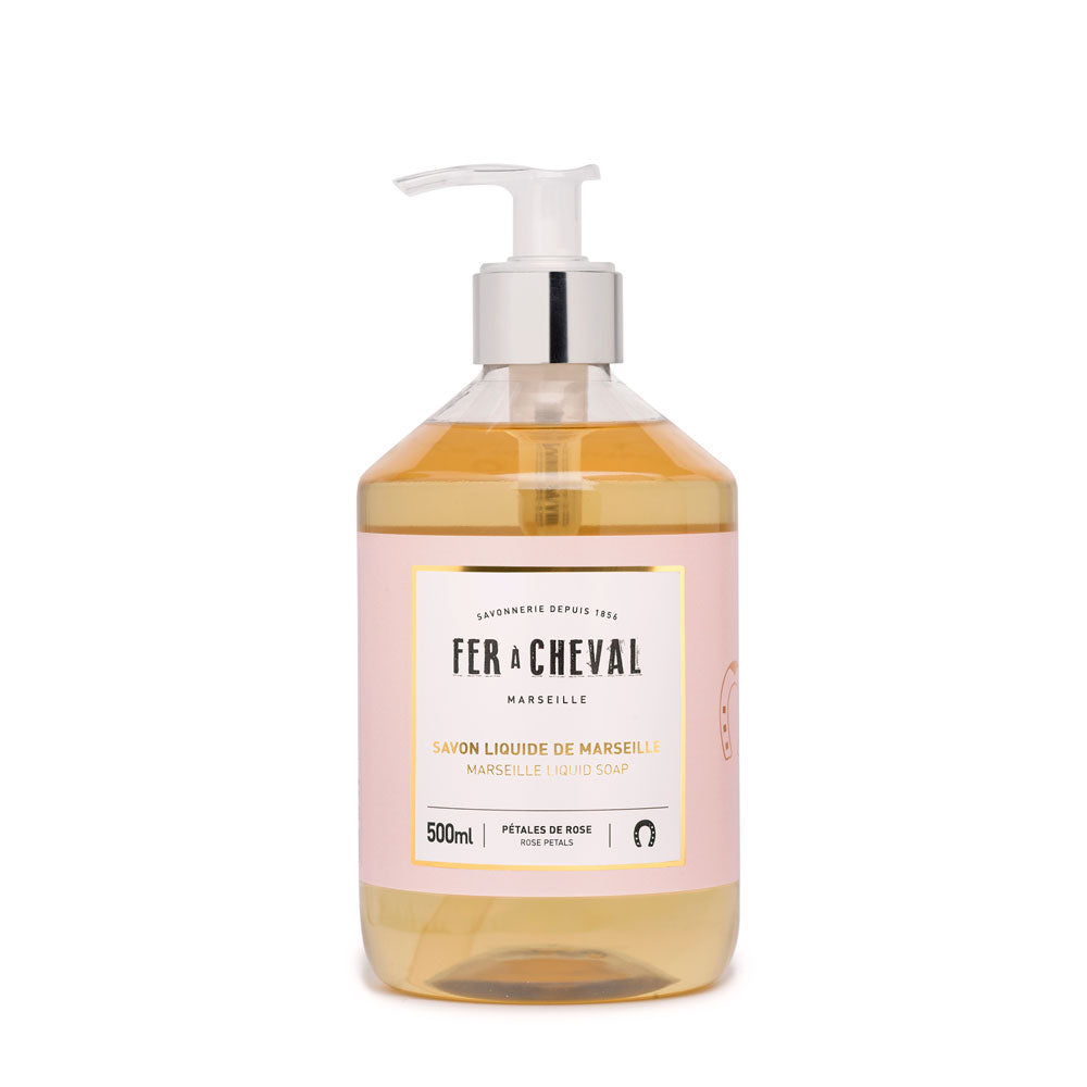 Marseille Liquid Soap, Rose Petals (SKU 025229), 16.9 fl oz / 500 ml